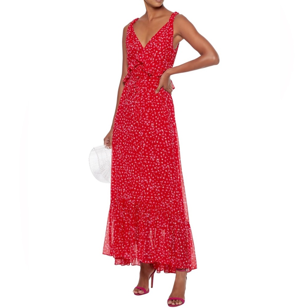 Diane Von Furstenberg Misha ruffle-trimmed floral-print chiffon maxi dress